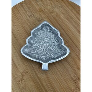 Pewter Christmas Tree Candy Dish Holiday Table Decor ‎ 7" x 6" Made In India
